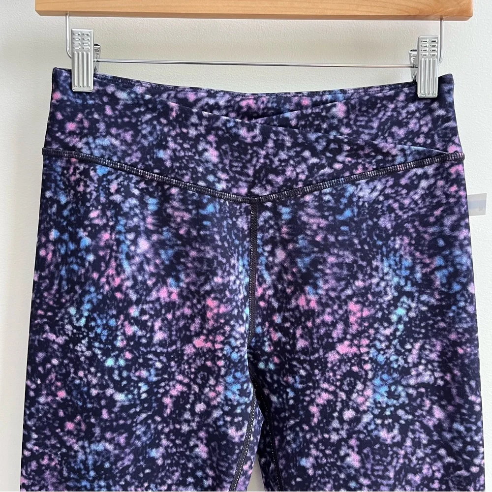 [zella girl] crossover high waist 7/8 printed leggings blue purple XL 14/16